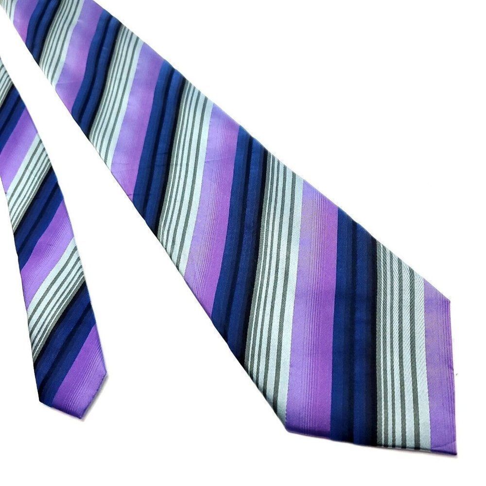 Kenneth Cole Purple Silk Tie Woven Striped